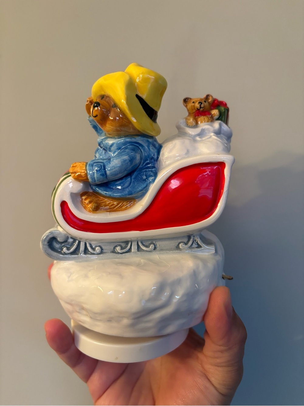 Vintage limited edition Schmidt Paddington Bear sleigh music box